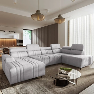 Ecksofa mit Schlaffunktion Castel VI grau Esche links komfortables und elegantes Ecksofa mit zwei Bettkästen