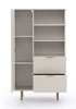 Hochkommode Sula 80 cm beige elegante und funktionelle Kommode mit geriffelter Front, die mit Metallgriffen verziert ist