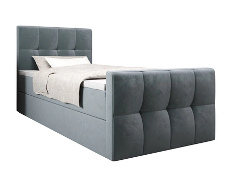 Boxspringbett Manhattan 120x200 türkis im modernen skandinavischen Stil mit gepolstertem Kopfteil und Fußteil Bett mit Staukasten