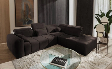 Ecksofa mit Schlaffunktion Cetara VII braun rechts Hochwertiges Ecksofa für den Wohnbereich mit bequemer Schiebelehne