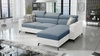 Ecksofa mit Schlaffunktion Savona blau / weiß rechts elegantes Ecksofa mit verstellbaren Kopfstützen Ziernähte 