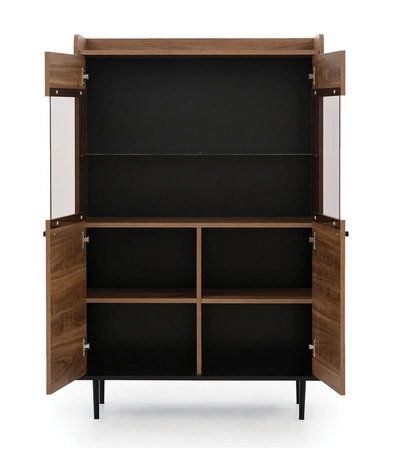 Apallo 90 cm breit Schrank in Eiche Brandy Castello Original massiv auf Metallbeinen Elemente der sicheren gehärtetem Glas gesetzt