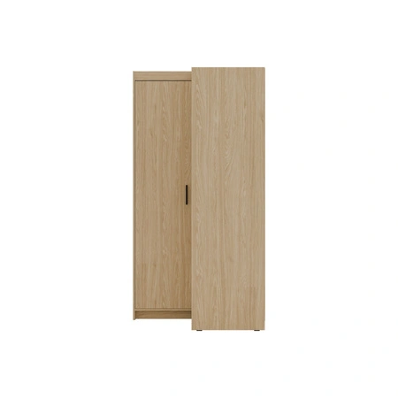 Eck-kleiderschrank Rene Eiche geölt stilvolles Design ABS Einfassung Schlafzimmer Schrankfronten in matt schwarzer Ausführung Griffe