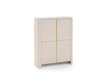 Kommode Bari 103 cm beige elegantes Design abgerundete Kanten der soliden Satz auf einem hohen Sockel dekorative Gold trim