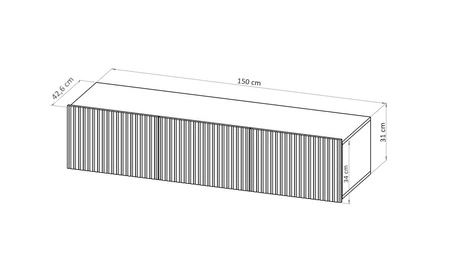 RTV Schrank Colder 150 cm weiß mit Möglichkeit der Aufhängung stilvolle geriffelte Front elegante Form der Möbel im modernen Stil