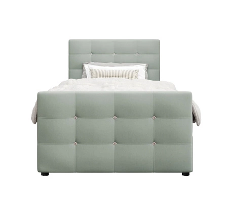 Boxspringbett Kansas 90x200 mintgrün Bett im modernen skandinavischen Stil mit gepolstertem Kopf- und Fußteil