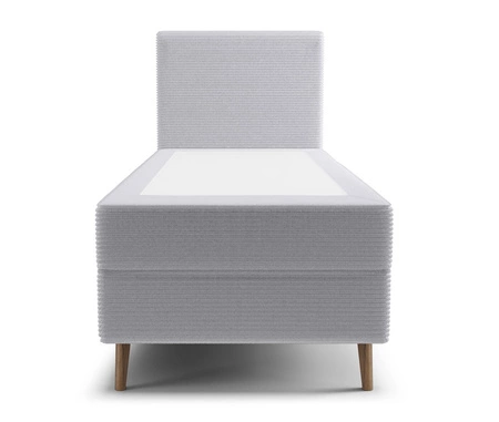 Boxspringbett Totti 80x200 grau Esche stilvolles Bett mit Bettzeug Lagerung dreidimensional gestreiften Stoff