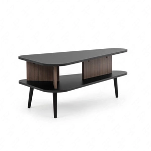 Tullio Couchtisch schwarz graphit / Kapitänsdeck originelles Design Tischset auf Metallbeinen im skandinavischen Stil