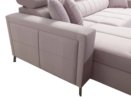 Ecksofa mit Schlaffunktion Nausa VI hellbraun linke Seite stilvolle Ecksofa für Wohnzimmer mit komfortablen Finish weichen Samt Stoff