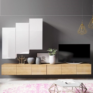 Apulia XX Hängeelement glänzend weiß / goldene Eiche ein außergewöhnlich stilvolles Hängeelement einfache Elemente, die in jede Einrichtung passen