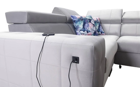 Ecksofa mit Schlaffunktion Hampton III navy blau links bequemes Ecksofa aus glattem und weichem Samtstoff