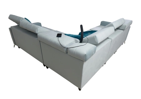 Ecksofa mit Schlaffunktion Rava IV hellbeige Linkshänder Samt Komfort bei der täglichen Erholung Container für Bettzeug