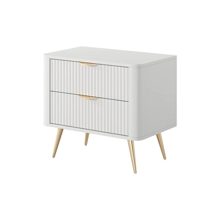 Lante Nachttisch weiß stilvollen Schrank mit Schubladen ideal für Schlafzimmer in Glamour und skandinavischen Stil ursprüngliche Form der festen