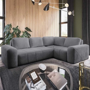 Ecksofa mit Schlaffunktion Bovec II grau rechts Komfort-Ecksofa mit stilvollem Charakter-Bettcontainer