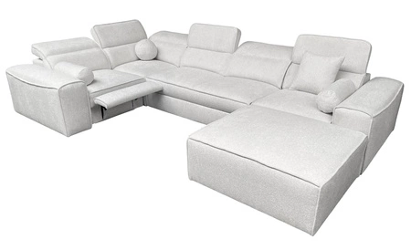 Ecksofa mit Schlaffunktion Viano IV Lux hellgrau rechts Design-Ecksofa mit ausziehbarem Fußteil großer Stauraum für Bettzeug