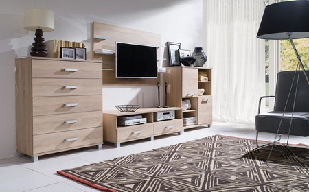 Kommode Maximus 100 cm Eiche Sonoma hell modernistisches Design Kommode auf Rollenschienen