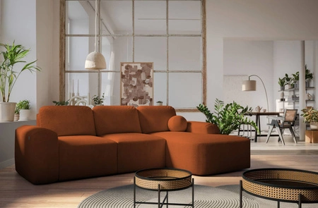 Ecksofa mit Schlaffunktion Arbon ziegelrot rechte Ecke modernes Design mit markanter Form weicher Stoff