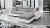 Ecksofa mit Schlaffunktion Savona hellgrau/weiß rechts elegantes Ecksofa mit verstellbaren Kopfstützen Ziernähte 