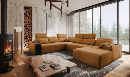 Ecksofa mit Schlaffunktion Tesalia VIII honey right komfortables Ecksofa für das Wohnzimmer mit innovativer Schiebefunktion der Rückenlehne