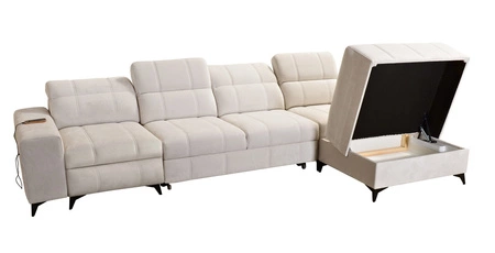 Ecksofa mit Schlaffunktion Penejos XII Lux creme rechts stilvolles Ecksofa mit bequemer ausziehbarer Fußstütze