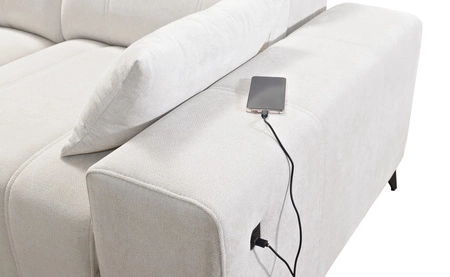 Ecksofa mit Schlaffunktion Penejos II Lux dunkelbeige rechts bequemes Ecksofa für das Wohnzimmer mit komfortablem ausziehbarem Fußteil