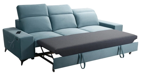 Kelly Sofa mit Schlaffunktion dunkelbeige stilvolles Wohnzimmersofa mit einfachem Design verstellbare Kopfstützen Veloursstoff