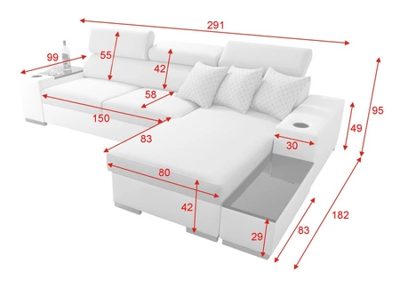 Ecksofa mit Schlaffunktion Provo creme / weiß rechtes Ecksofa mit Bettkasten und Funktionserweiterung