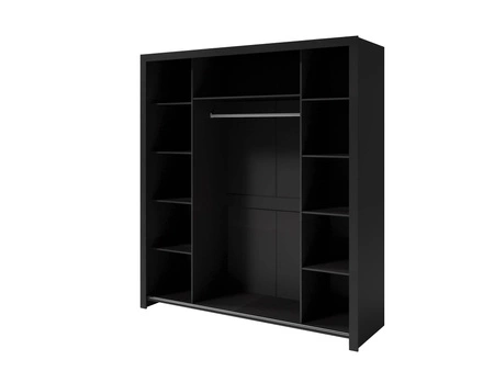 Schiebeschrank Parma 185 cm schwarz modernes Design ABS-Finish und Aluminium-Türführungen