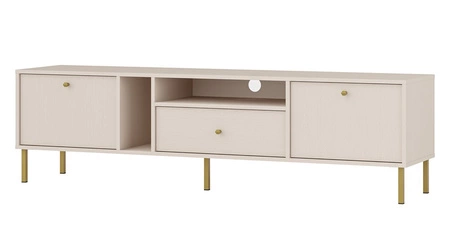 RTV Kioto II 180 cm beige eleganter TV-Schrank mit geraden Metallbeinen und goldenen Griffen