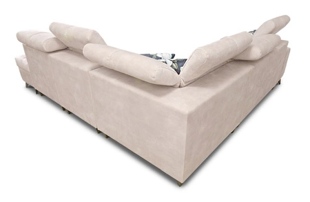 Ecksofa mit Schlaffunktion Buffalo IX grau Esche rechte Ecke Stilvolles Ecksofa für einen Raum aus Veloursstoff Zierkissen