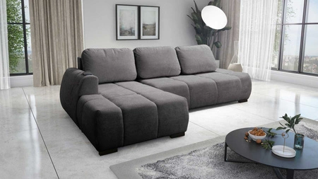 Ecksofa mit Schlaffunktion Gentle grey linke Seite stilvolles Design Ecksofa-Bett zeichnet sich durch seine abgerundete Form aus