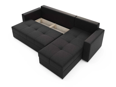 Aldo schwarzes Ecksofa rechts mit Schlaffunktion garantiert höchsten Komfort und Funktionalität