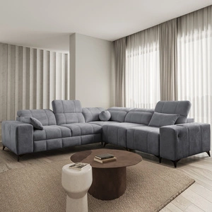 Ecksofa mit Schlaffunktion Penejos III grau rechte Ecke äußerst bequemes und praktisches Ecksofa für das Wohnzimmer zwei Behälter für Bettzeug