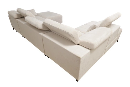 Penejos VI Ecksofa mit Schlaffunktion beige rechtsseitig stilvolles Ecksofa mit zwei Bettkästen strapazierfähiger Stoff