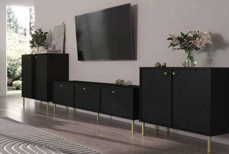 Möbel Kioto II schwarz graphit stilvolles Design Wohnzimmermöbel elegante Möbel durch Metallbeine unterstützt subtile Griffe