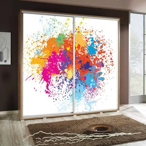 Artistino 205 cm Schiebeschrank mit Kunstgrafik Schrankkorpus in Eiche Catania aus 22 mm starker Platte