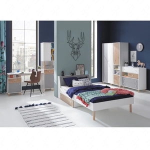 Möbelset Beja weiß / Eiche artisan / grau ideal für ein Jugend- oder Kinderzimmer in einem trendigen Stil