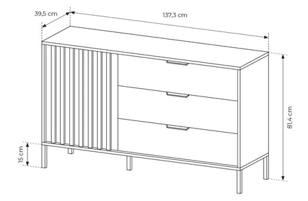 Schlafzimmermöbel-Set Tipler Eiche artisan / anthrazit modernes Design dekorative Latten schwarze Metallkante Griffe