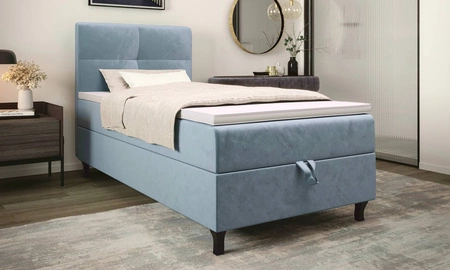 Boxspringbett Melba 90x200 türkis Bett im modernen skandinavischen Stil mit gepolstertem Kopfteil Bett mit Staukasten