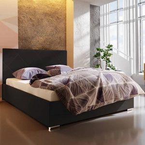 Hernani gepolstertes Bett 160x200 schwarz mit modernem Kopfteil ideal für Schlafzimmer