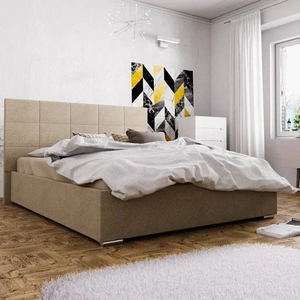 Eljas Polsterbett 160x200 dunkelbeige mit modernem Kopfteil ideal für Schlafzimmer