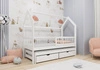 Dyzio Kinderbett 80x180 cm weiß 2-Personen-Ausziehbett für Kinderzimmer Holzhausbett mit geräumigen Schubladen