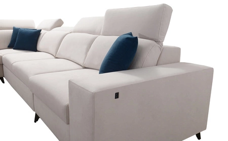Ecksofa mit Schlaffunktion Kelly Sleek XI hellbraun linke Seite stilvolles und bequemes Ecksofa aus strapazierfähigem Webstoff