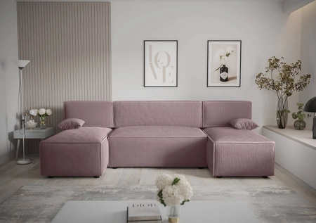 Ecksofa mit Schlaffunktion Brandon U heather Bettzeugcontainer dreidimensionaler Stoff mit ausdrucksstarken Streifen