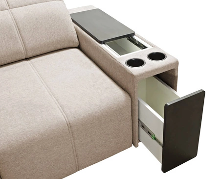 Ecksofa mit Schlaffunktion Tesalia VII braun links modernes Design komfortable Schiebelehne Schublade in der Seite des Möbels