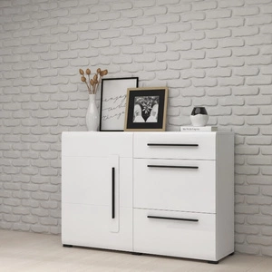 Kommode Tulsa 120 cm weiß / weiß glänzend funktional ideal für moderne klassische und skandinavische Interieurs