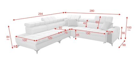 Ecksofa mit Schlaffunktion Bolmso IX grau links Komfort Ecksofa für Wohnzimmer mit Schublade Bettzeug Container stilvolles Design