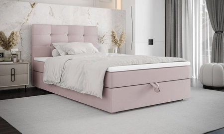 Boxspringbett Flint 120x200 puderrossa im modernen skandinavischen Stil mit gepolstertem Kopfteil Bett mit Staukasten