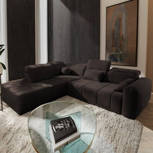 Ecksofa mit Schlaffunktion Cetara VII braun links Hochwertiges Ecksofa für den Wohnbereich mit bequemer Schiebelehne