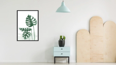 Monstera Blätter Poster 70x100 gerahmt Druck mit stilvollen Grafiken perfekte Dekoration für Wohnzimmer oder Schlafzimmer